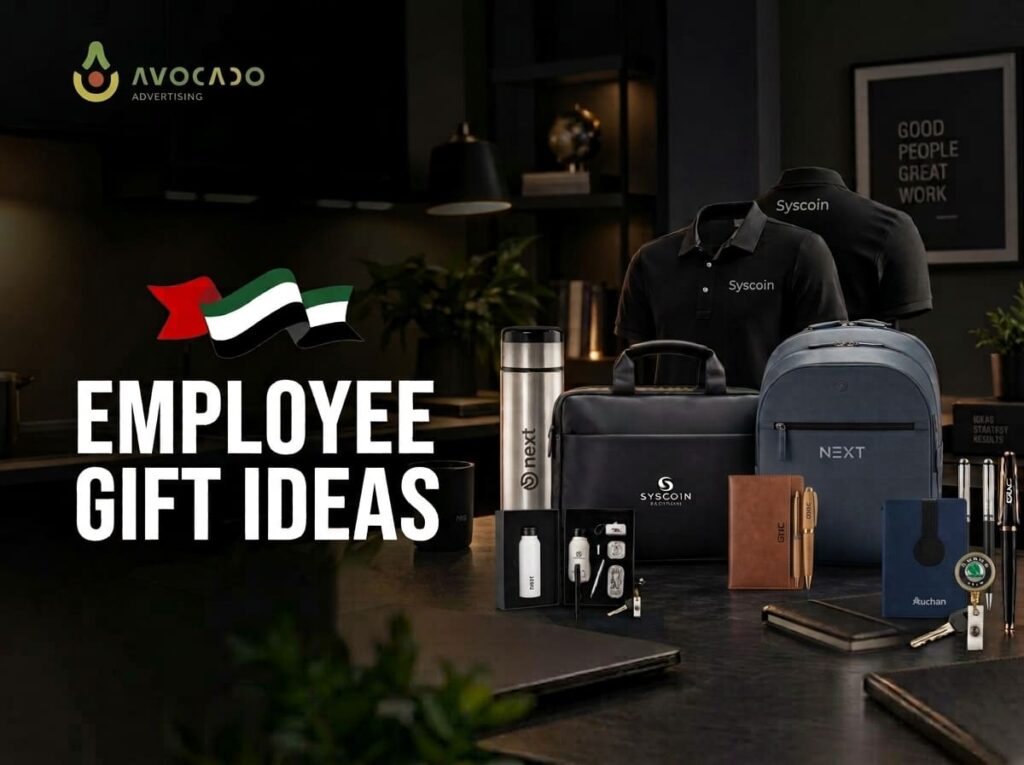 Employee gift ideas Dubai – branded backpacks, bags, polo shirts and drinkware, Avocado Advertising