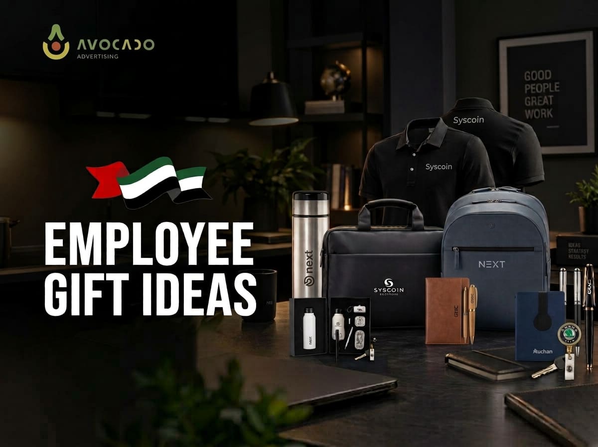 Employee gift ideas Dubai – branded backpacks, bags, polo shirts and drinkware, Avocado Advertising