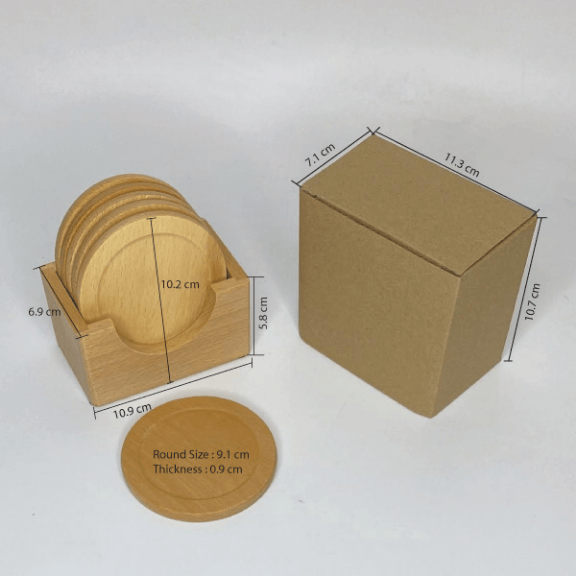 WOOD COASTERS SET